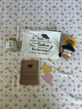 Inspirational Graduation Bundle Canvas Pouch - White with Black Print
